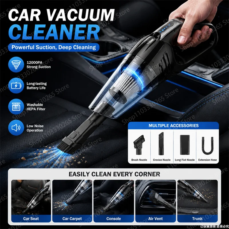 Car Vacuum Cleaner - Aspirador de Carro Portátil Sem Fio