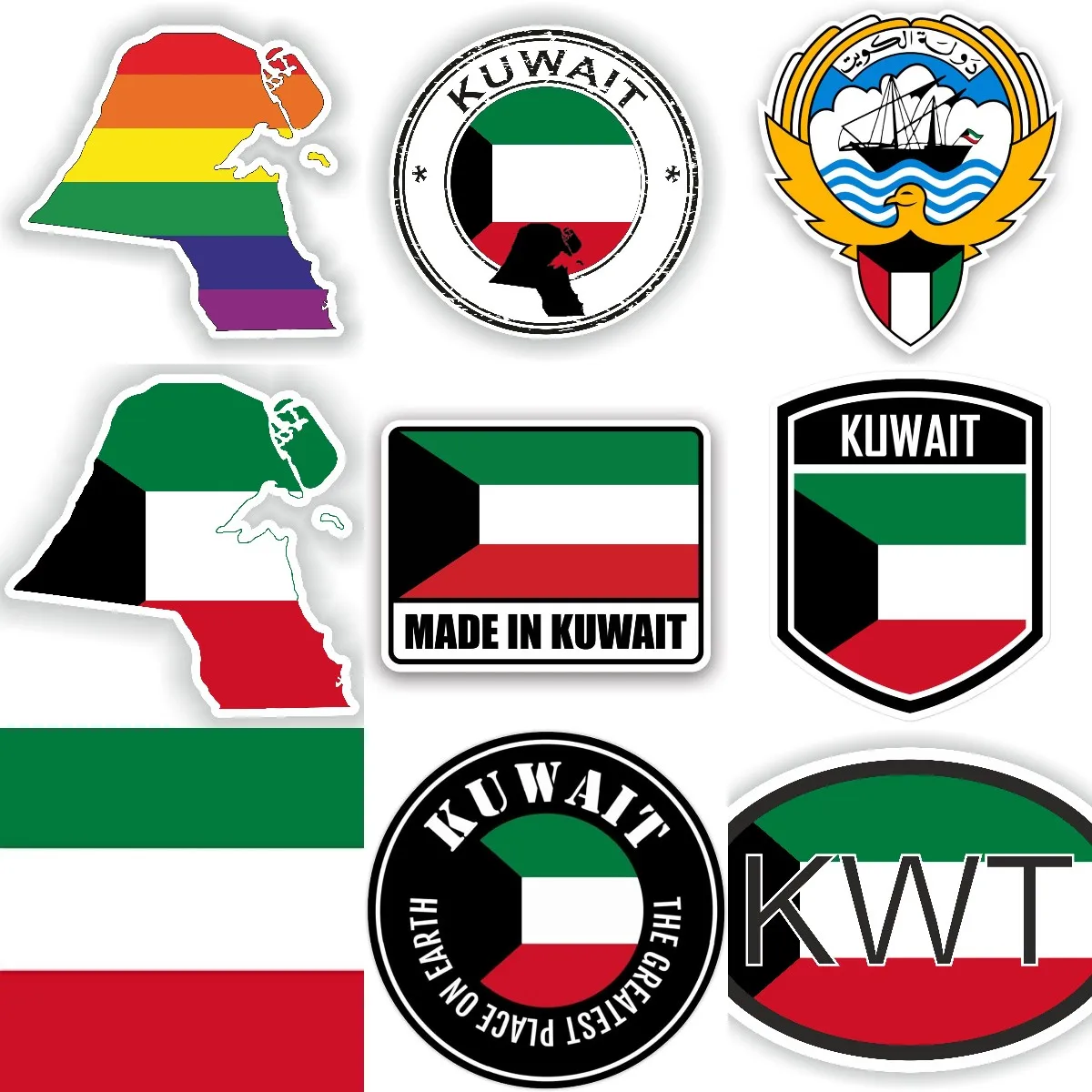 Car Accessories Kuwait - Kwt kuwait bandeira mapa emblema nacional